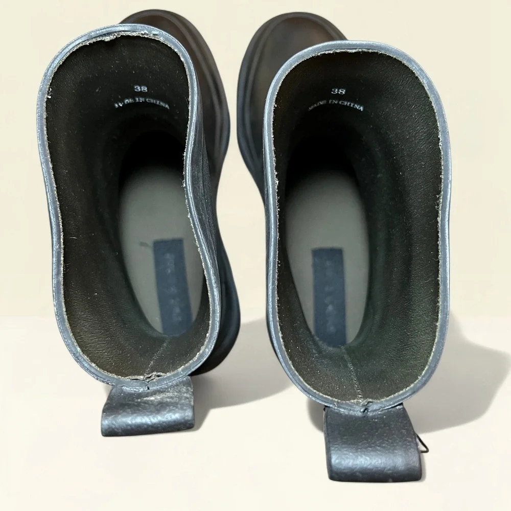 Rag &‎ Bone SHILOH Rain Boots 38 Women's Waterproof Rubber Moto Boots Black Sole